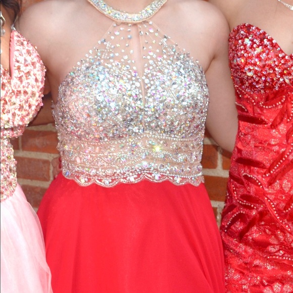 Red beaded prom dress 💃 - Picture 5 of 7